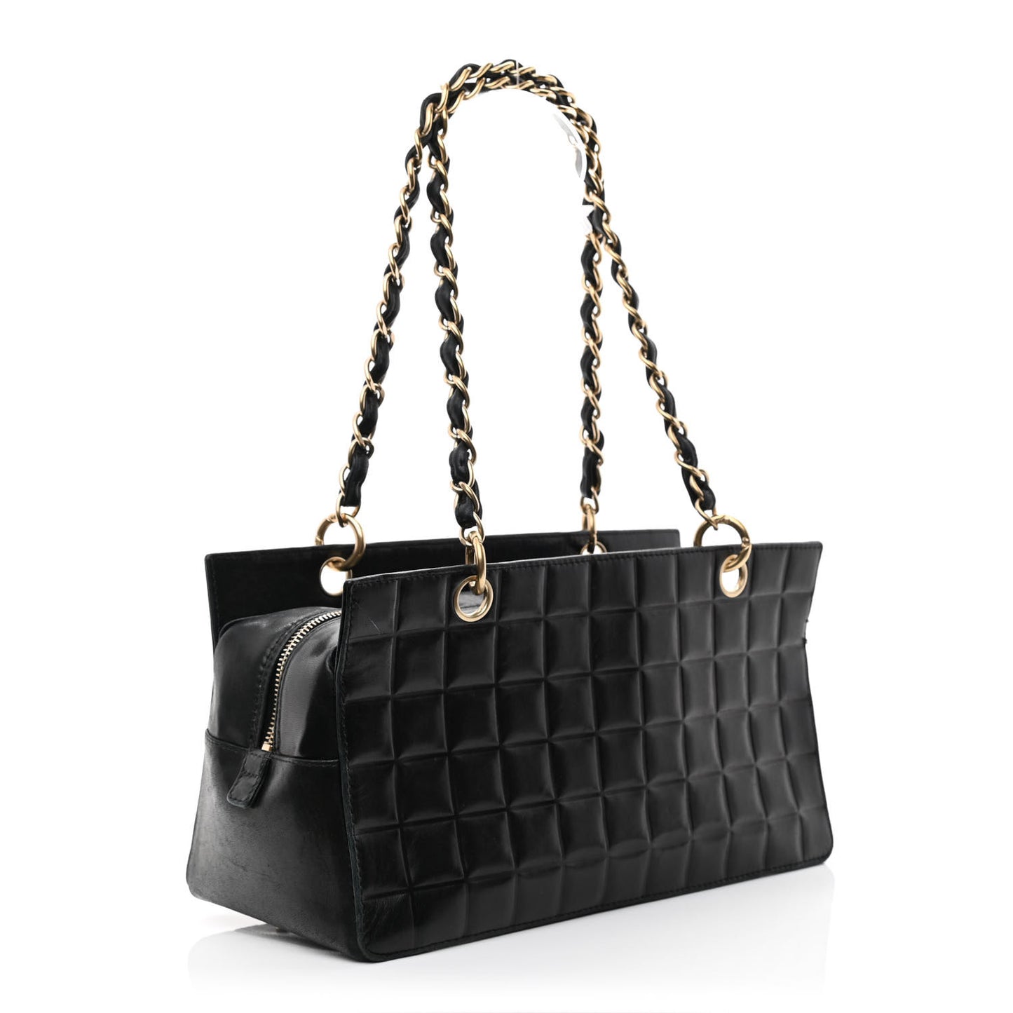 Calfskin Quilted CC Chocolate Bar Shoulder Bag Black