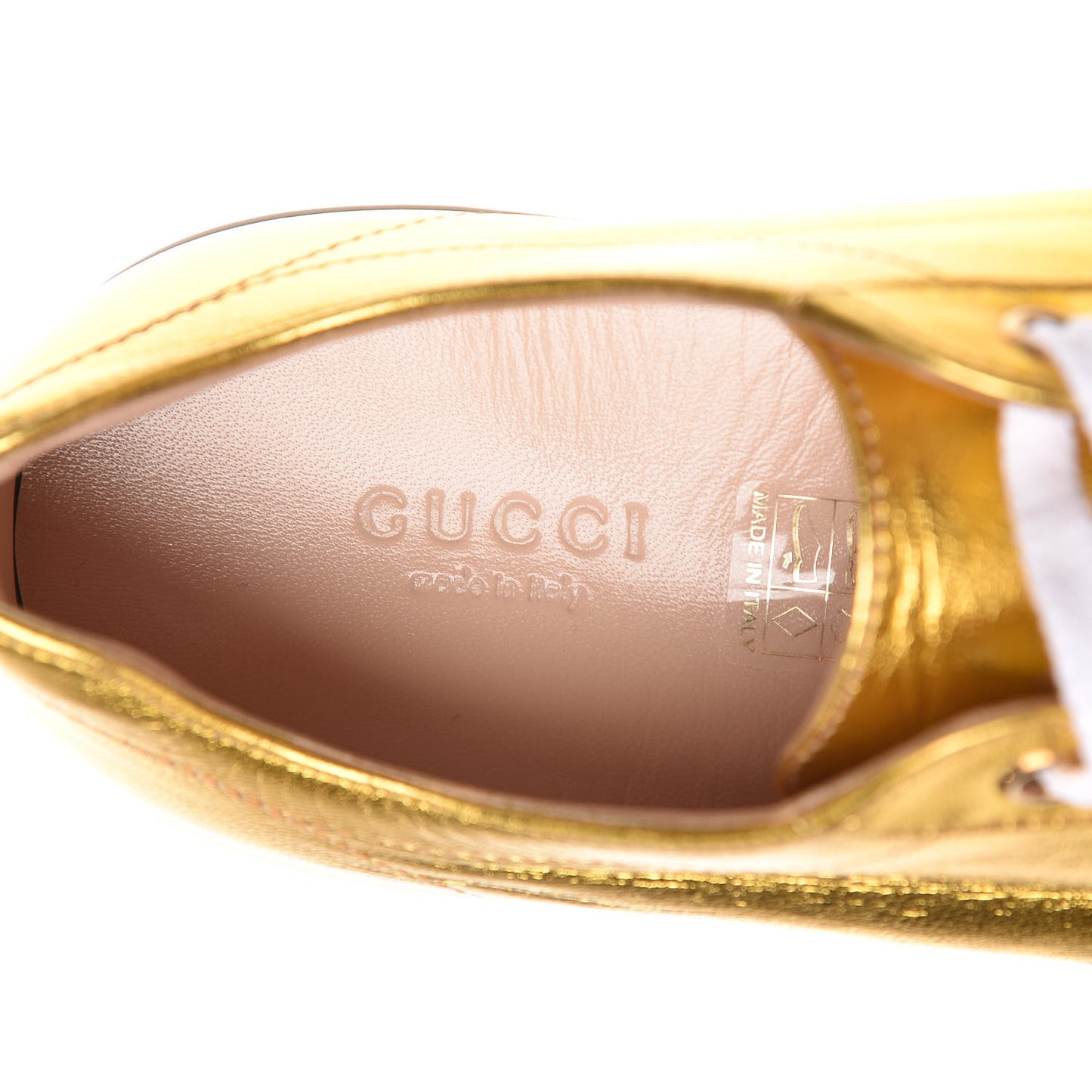 Metallic Nappa Sylvie Web Peggy Platform Sneakers 37.5 Oro Vecchio