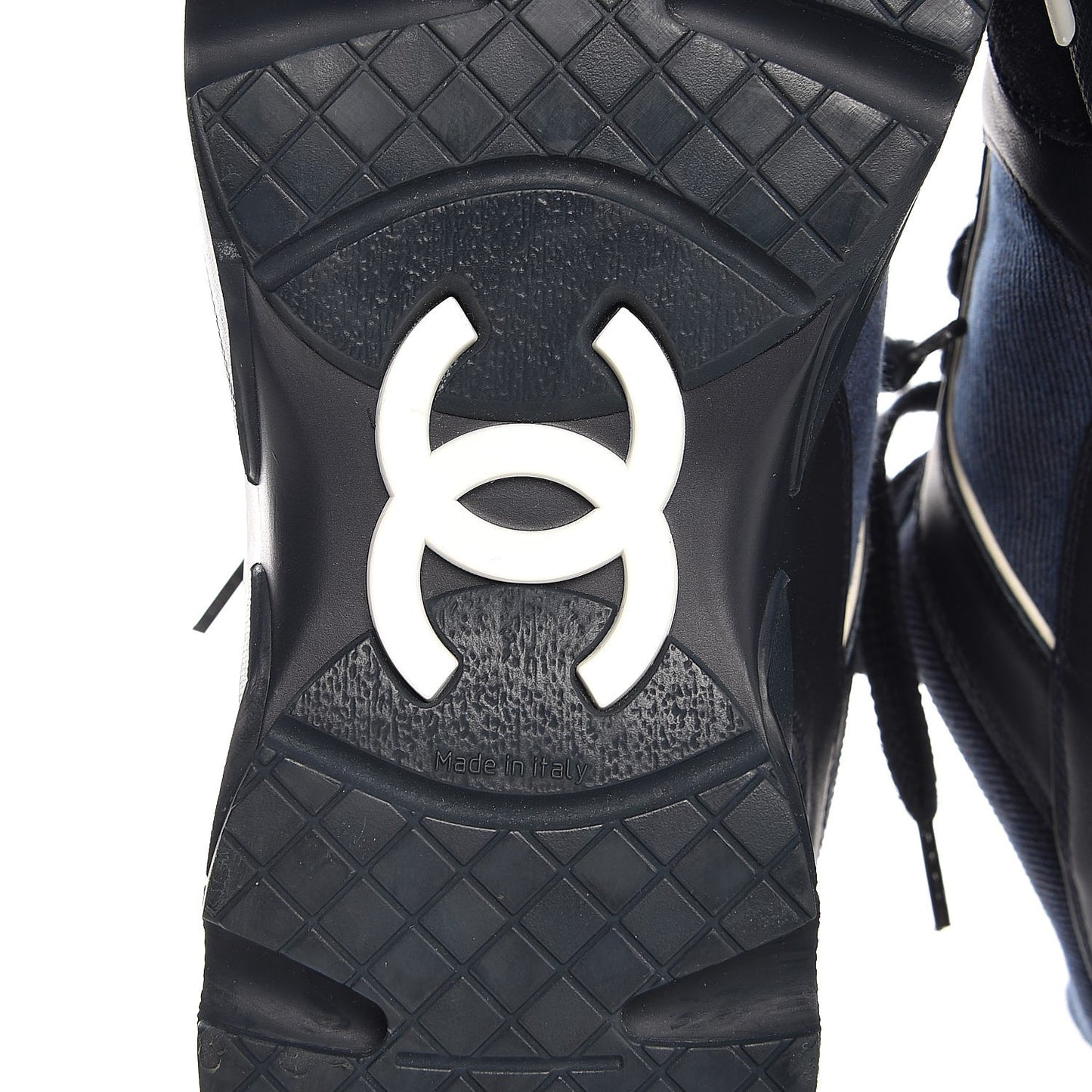 Denim Suede Calfskin CC Sneakers Navy