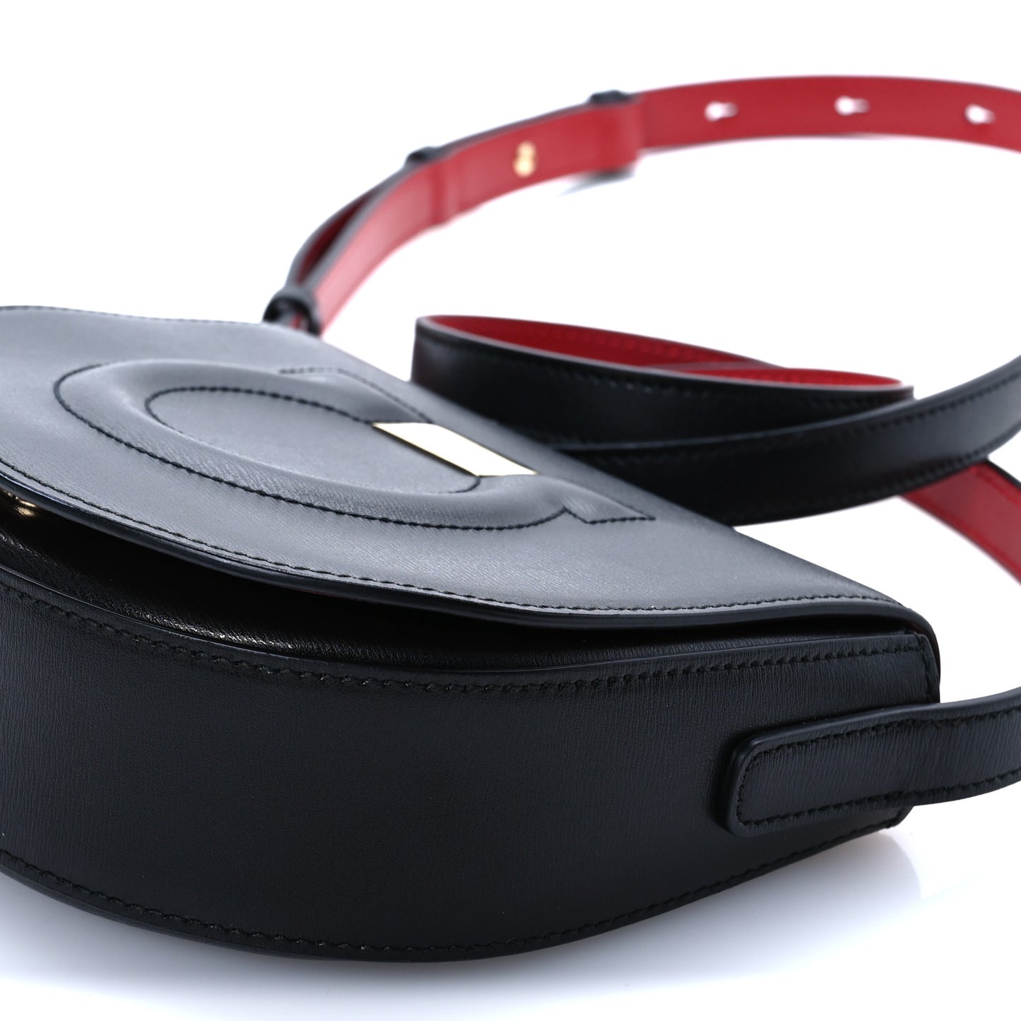 Calfskin Gancio City Saddle Bag Black