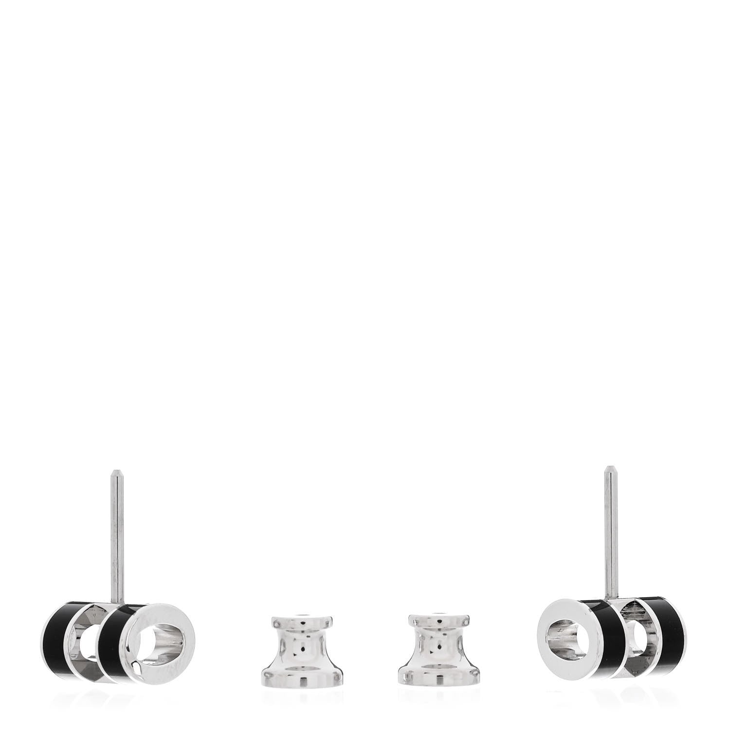 Hermes Palladium Lacquered Mini Pop H Earrings Black 3 of 5