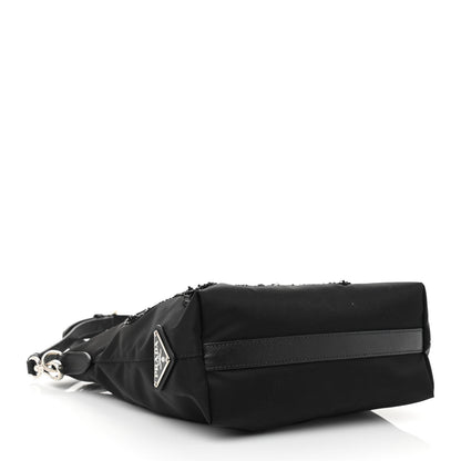 Prada Tessuto Nylon Ricamo Sequin Embroidered Tote Black 3 of 7