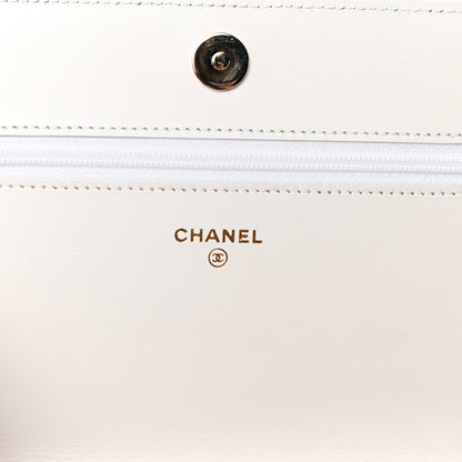 Chanel Caviar Chevron Boy Wallet On Chain WOC White 6 of 12