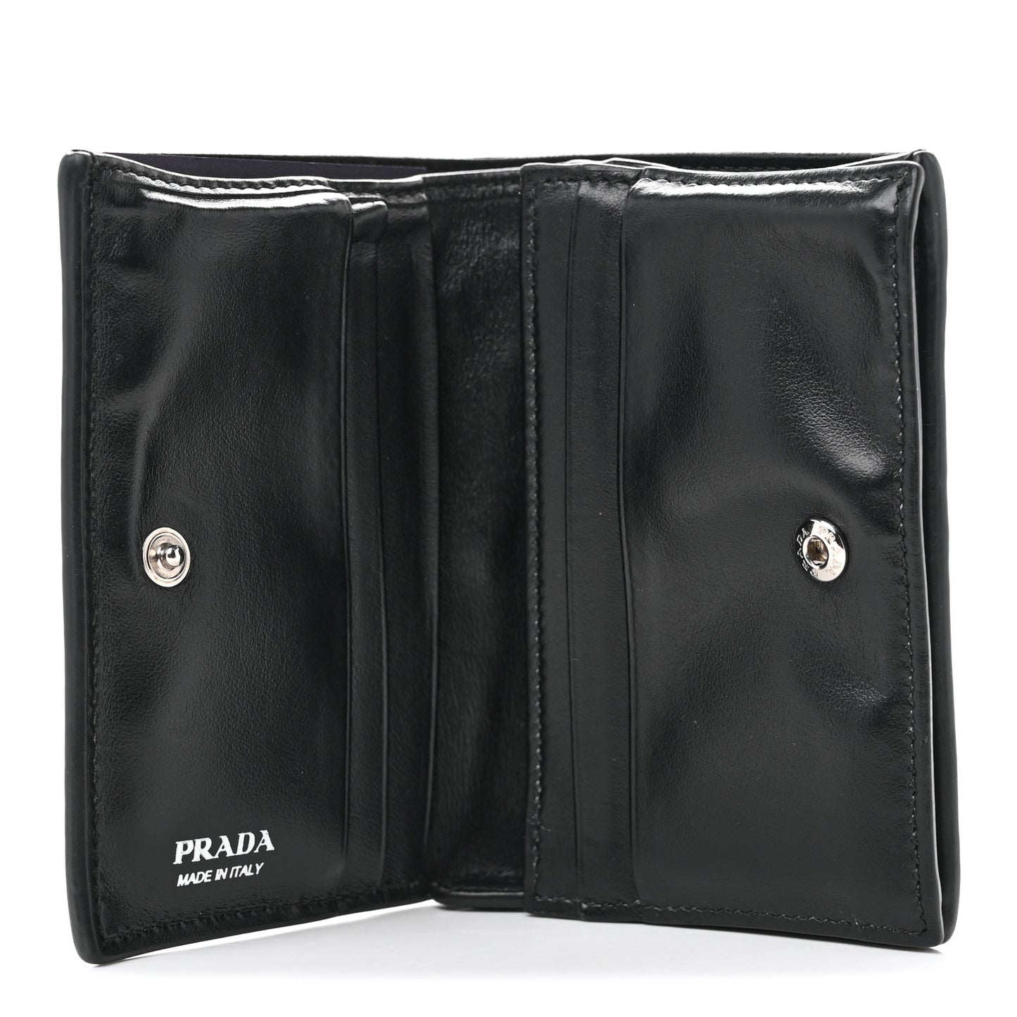 Vitello Daino Triangle Bi-Fold Card Holder Wallet Black