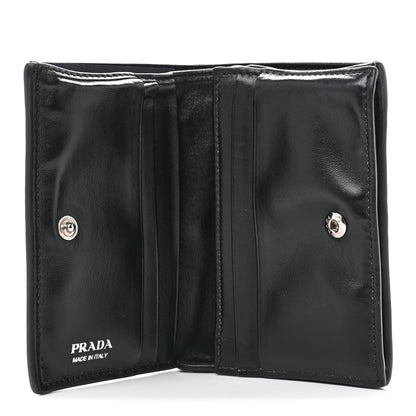Prada Vitello Daino Triangle Bi-Fold Card Holder Wallet Black 5 of 7