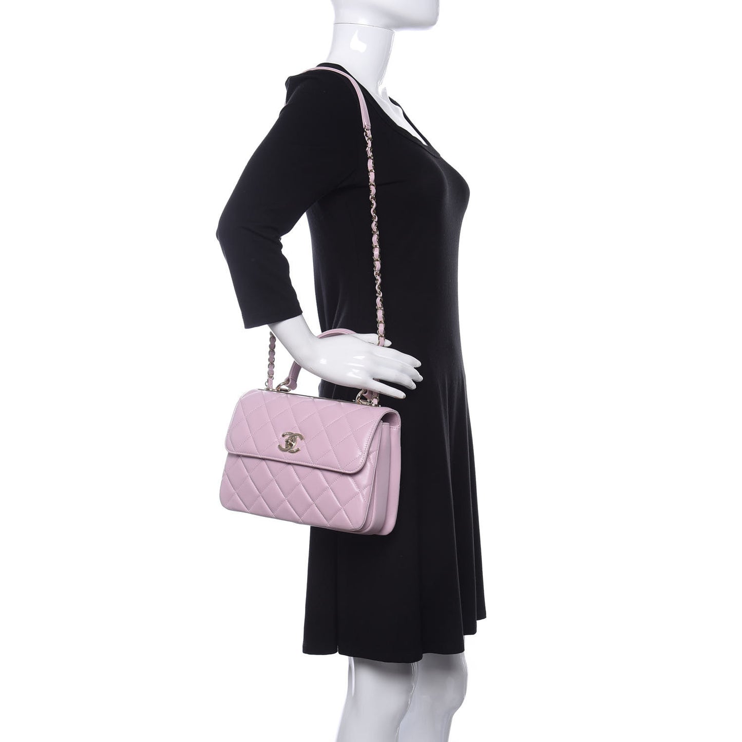 Lambskin Quilted Small Trendy CC Flap Dual Handle Bag Light Pink