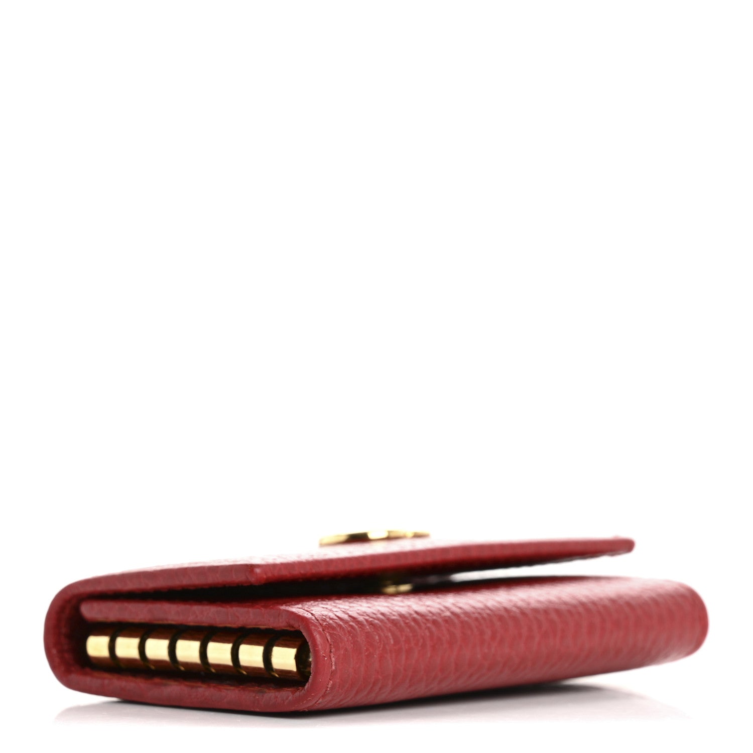 Gucci Pebbled Calfskin GG Marmont 6 Key Holder Hibiscus Red 4 of 11