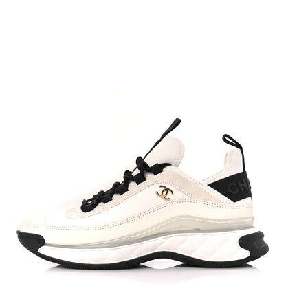 Chanel Velvet Calfskin Mixed Fibers CC Sneakers 39 Ivory Black 1 of 9