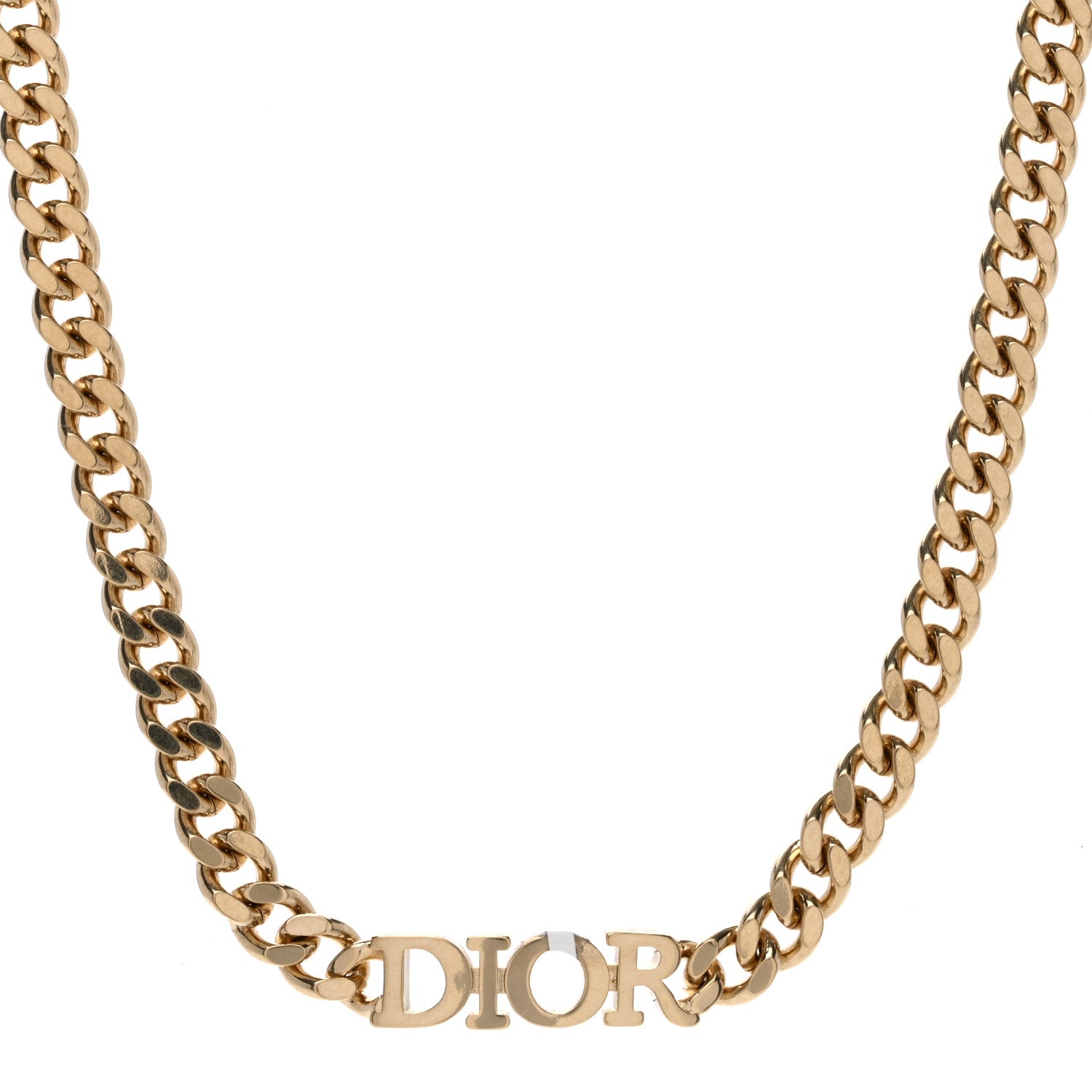 Christian Dior Metal Chain Choker Necklace Gold 1 of 4