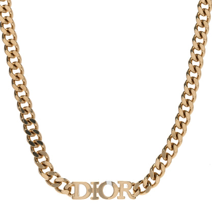 Christian Dior Metal Chain Choker Necklace Gold 1 of 4