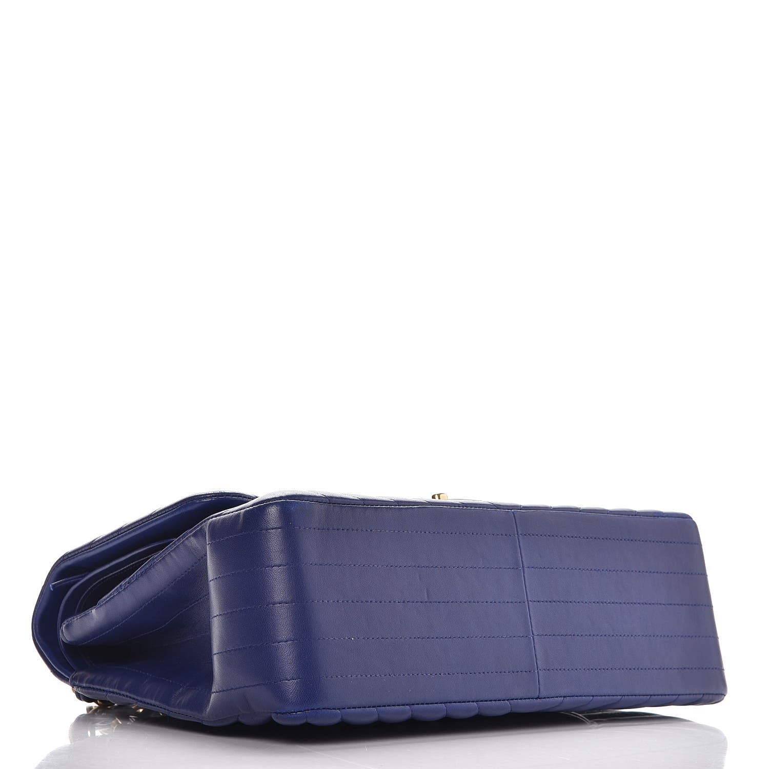 Chanel Lambskin Chevron Quilted Jumbo Double Flap Blue 4 of 9