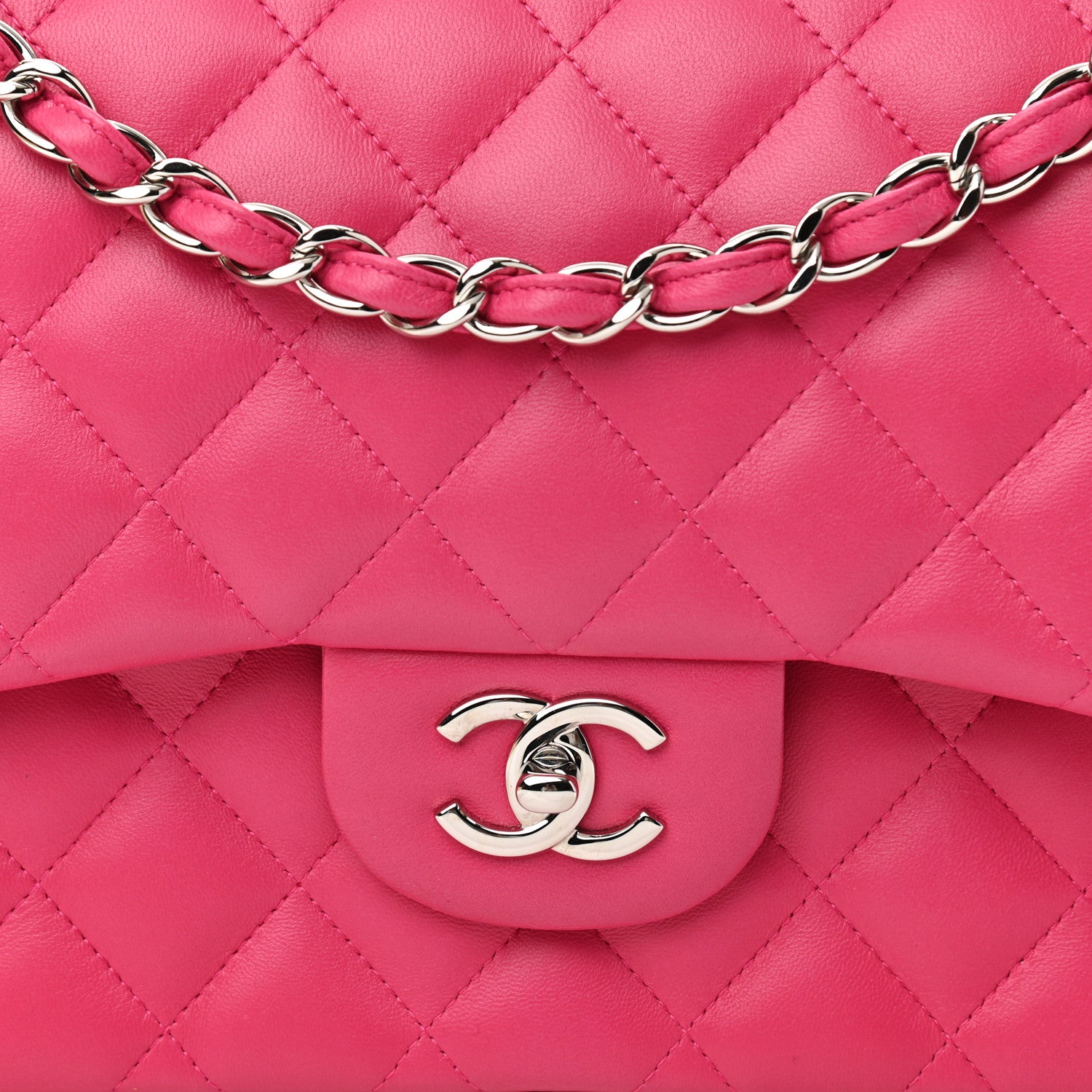 Chanel Lambskin Quilted Jumbo Double Flap Dark Pink 7 of 10