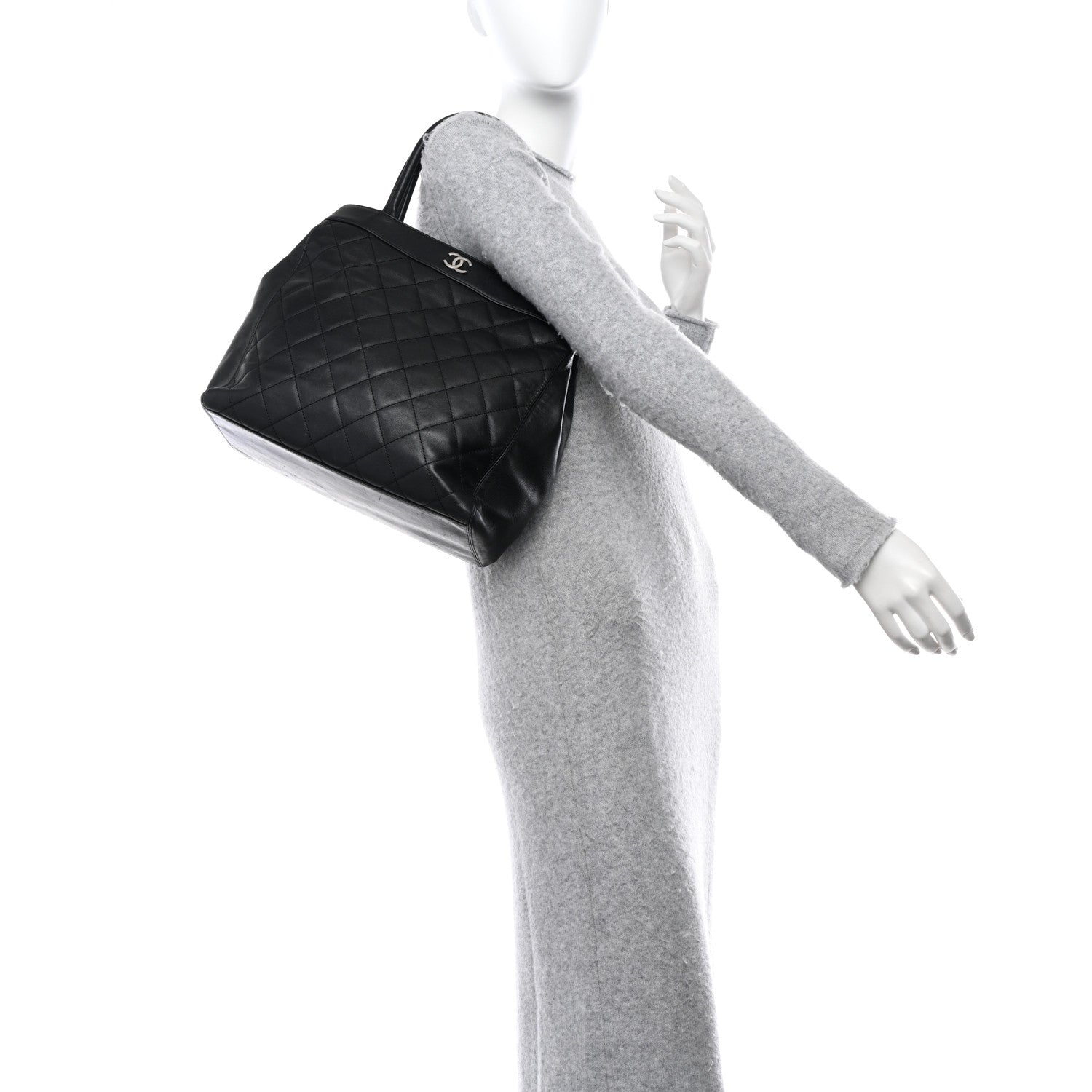 Chanel Lambskin Quilted Shopping Tote Black 2 of 11