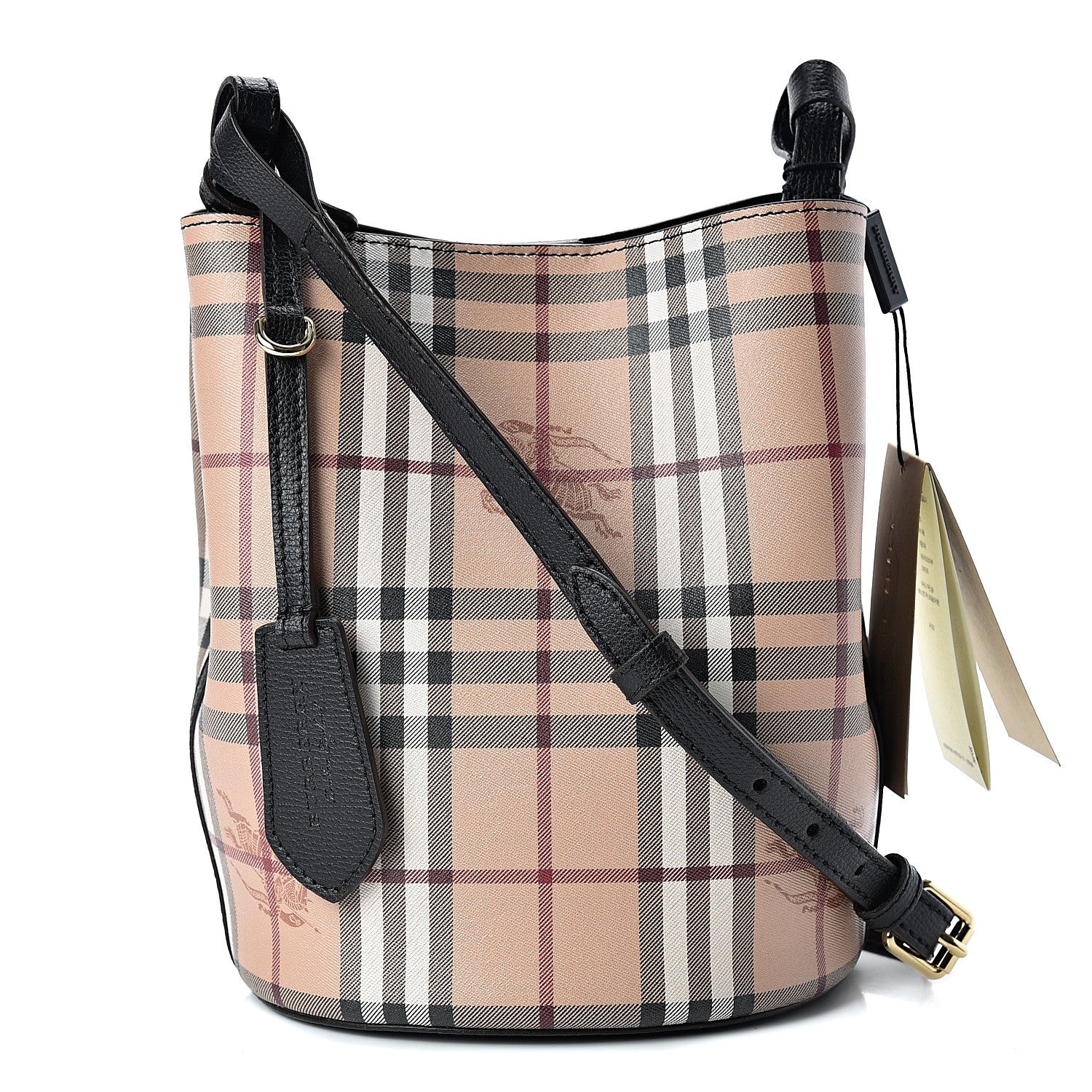 Burberry Haymarket Check Colours Small Lorne Bucket Crossbody Black 1 of 9