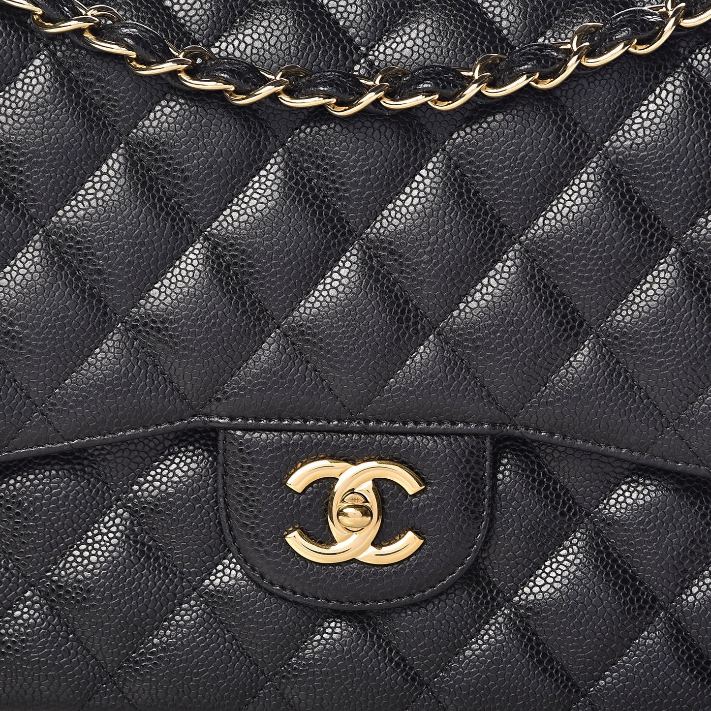 Caviar Quilted Jumbo Double Flap Black