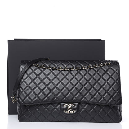 Chanel Metallized Calfskin Quilted XXL Travel Flap Bag Black 10 of 10
