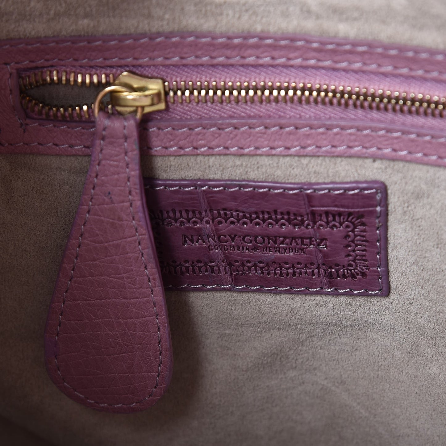 Ostrich Crocodile Mango Tote Purple