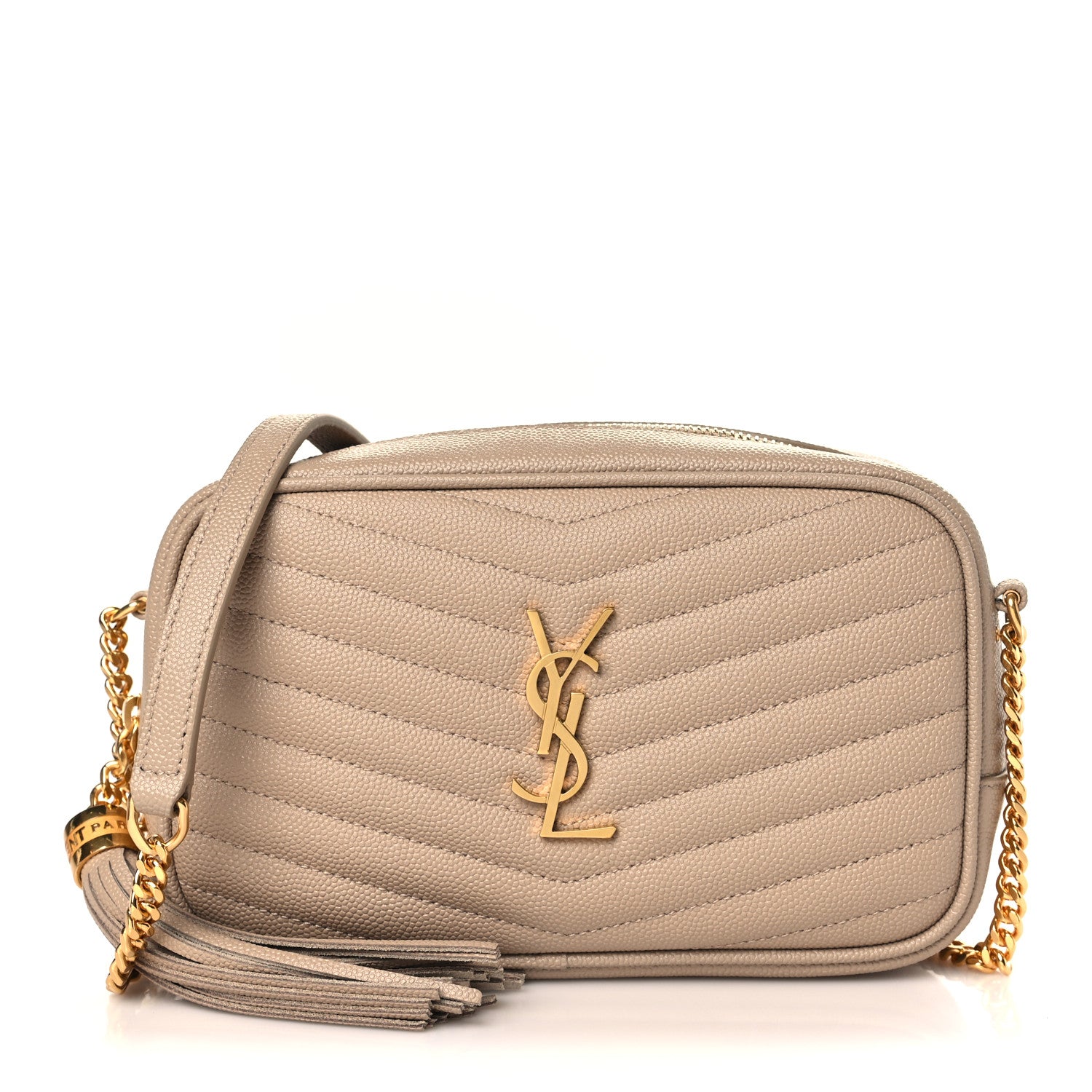 Saint Laurent Grain De Poudre Matelasse Monogram Mini Lou Camera Bag Dark Beige 1 of 8