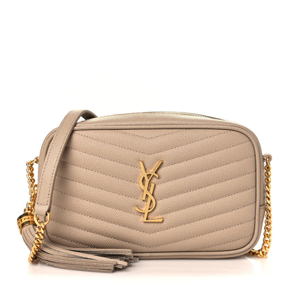 Saint Laurent Grain De Poudre Matelasse Monogram Mini Lou Camera Bag Dark Beige 1 of 8
