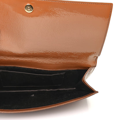 Saint Laurent Textured Patent Calfskin Monogram Large Belle De Jour Clutch Tobacco 4 of 4