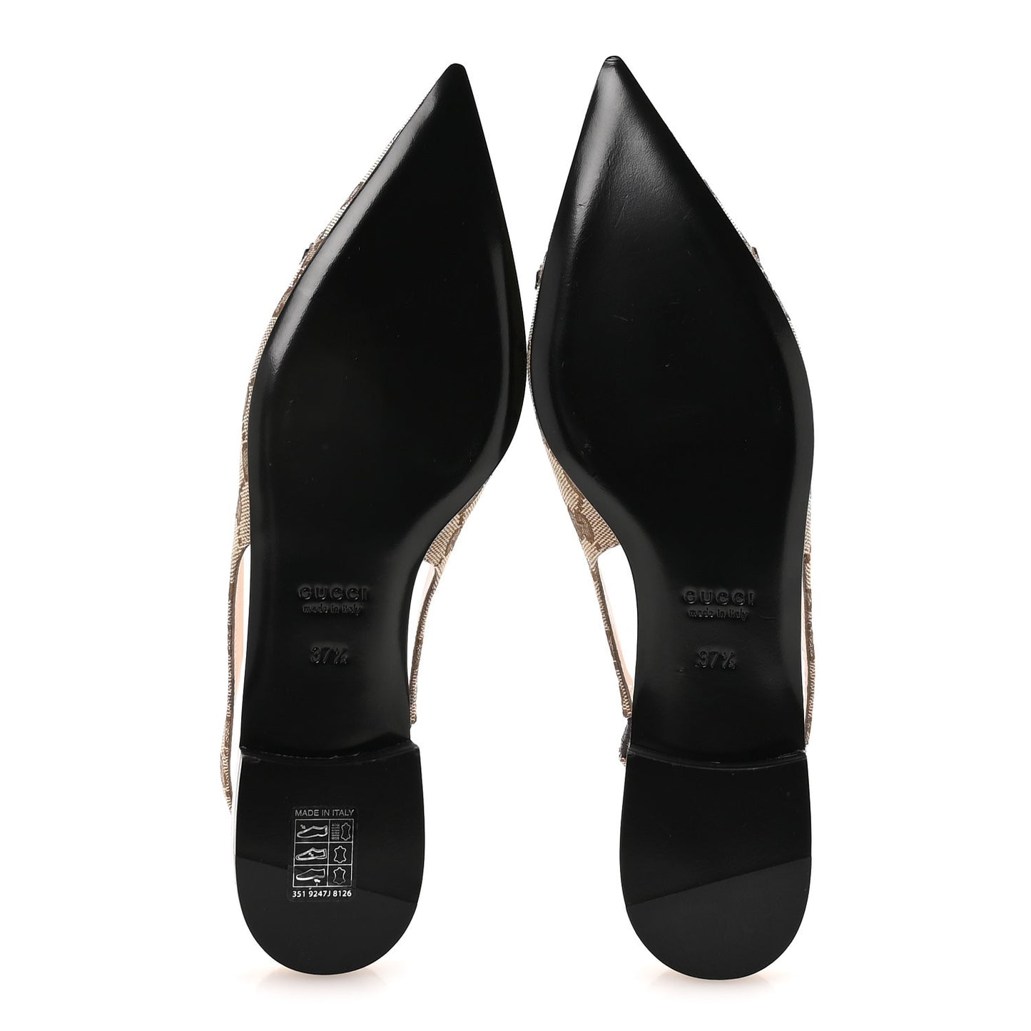 Monogram Horsebit Womens Slingback Ballet Flat 37.5 Beige Ebony Cocoa