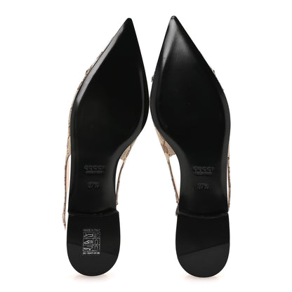 Gucci Monogram Horsebit Womens Slingback Ballet Flat 37.5 Beige Ebony Cocoa 6 of 9