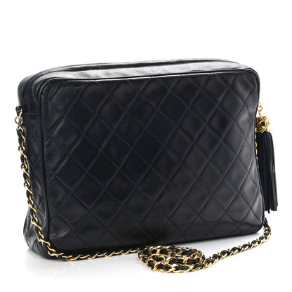 Chanel Lambskin Quilted Tassel Camera Case Navy 2 of 14