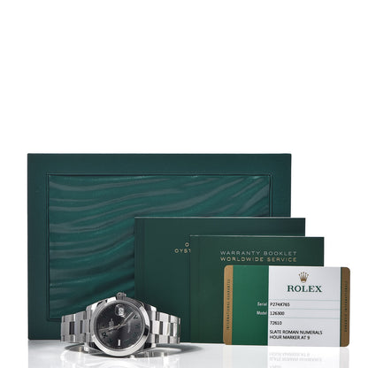Rolex Stainless Steel 41mm Oyster Perpetual Wimbledon Datejust Watch Slate 126300 8 of 8