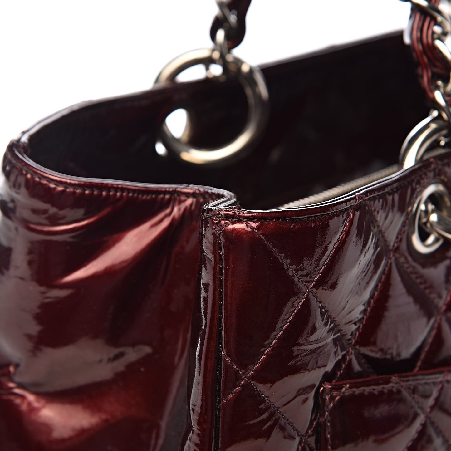 Patent Quilted Grand Shopping Tote GST Dark Bordeaux