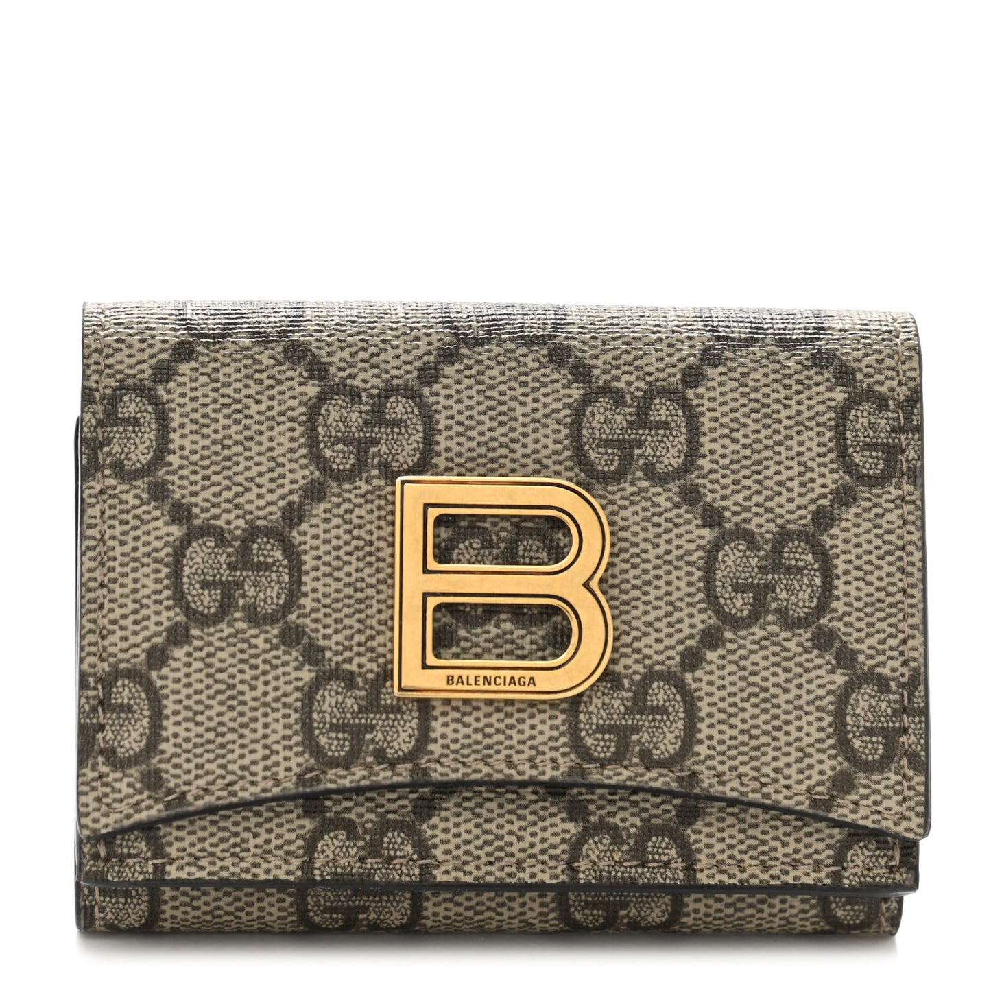 X BALENCIAGA GG Supreme Monogram Card Case Wallet Beige Ebony