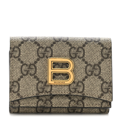 Gucci X BALENCIAGA GG Supreme Monogram Card Case Wallet Beige Ebony 1 of 7