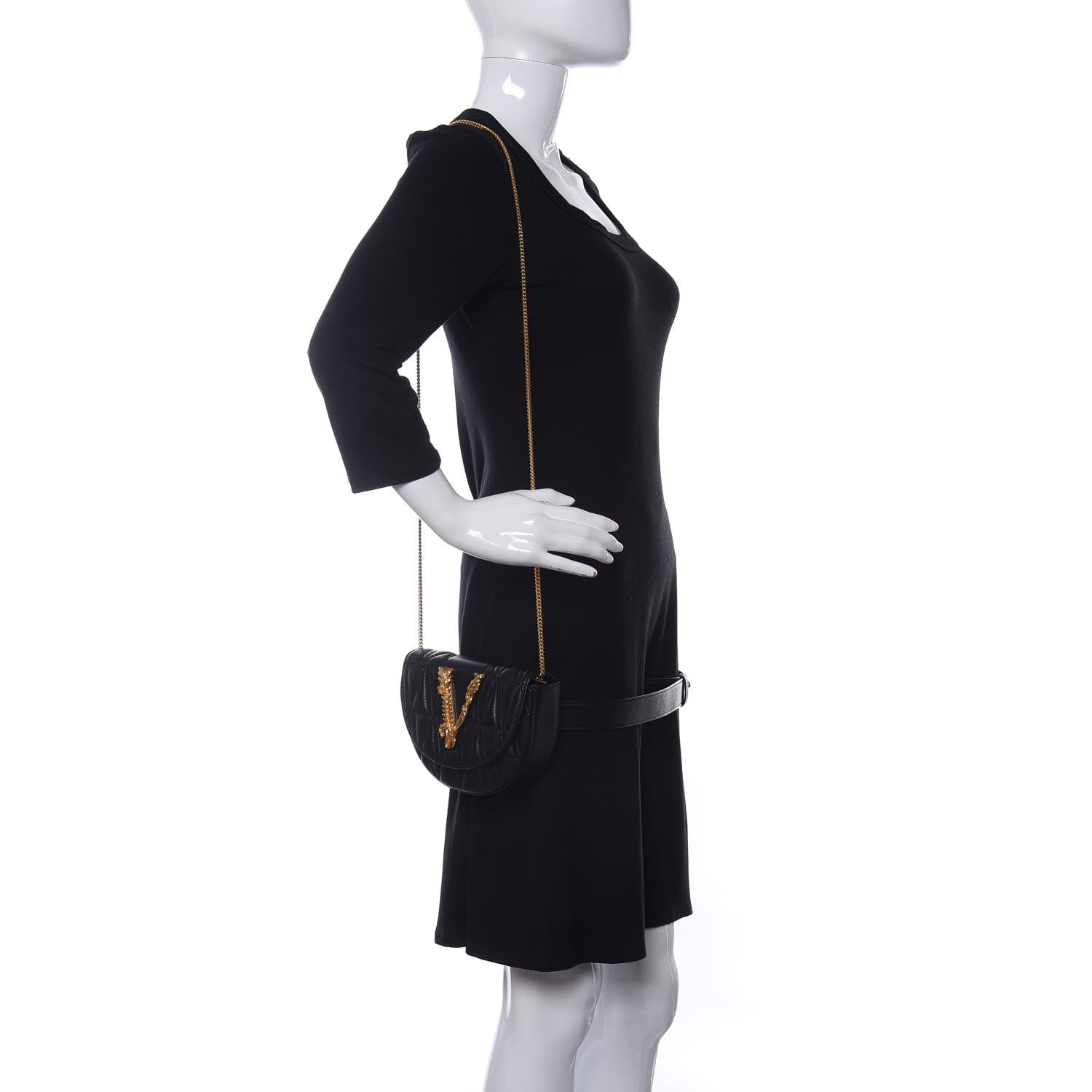 Versace Nappa Quilted Virtus Belt Bag Black 3 of 12