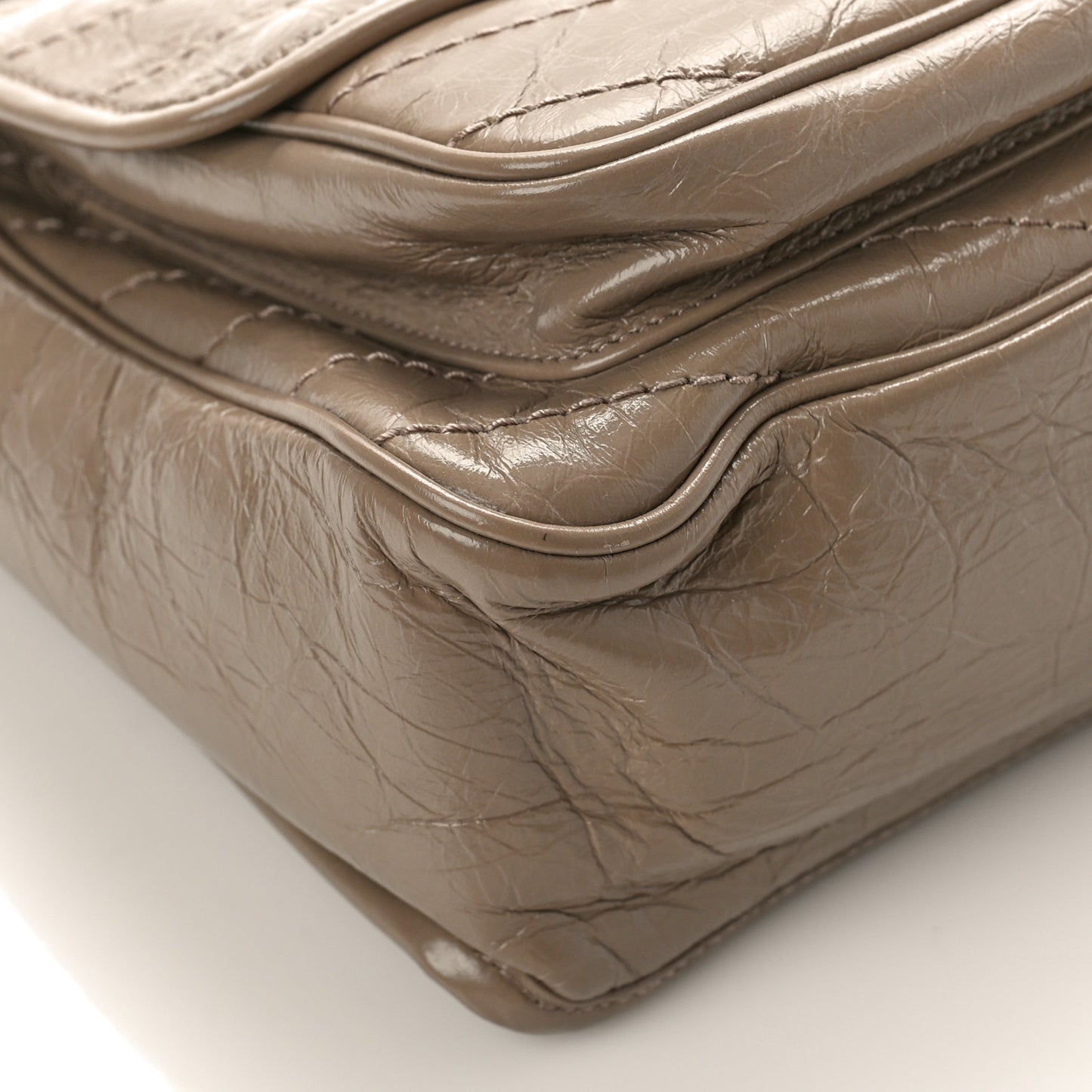 Crinkled Calfskin Matelasse Monogram Medium Niki Chain Satchel Light Taupe