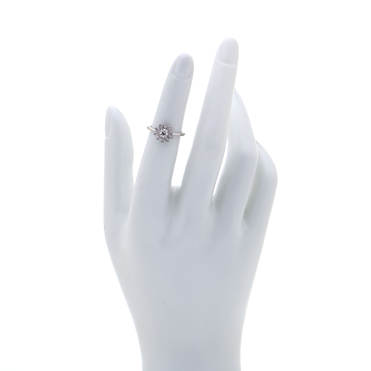 Platinum Diamond Enchant Garden Flower Ring 48 4.5