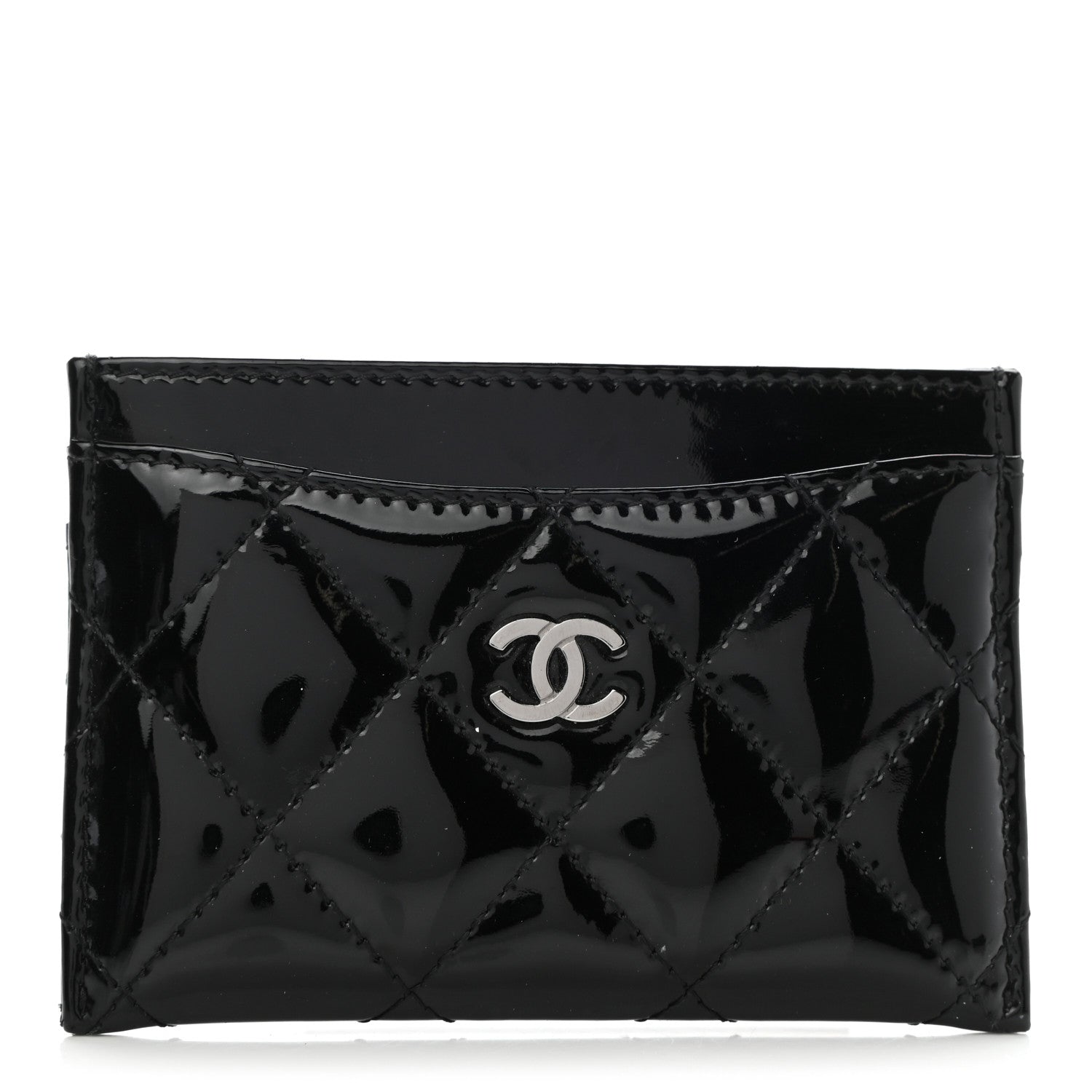 Chanel Patent Calfskin Quilted Card Holder Black 1 of 9