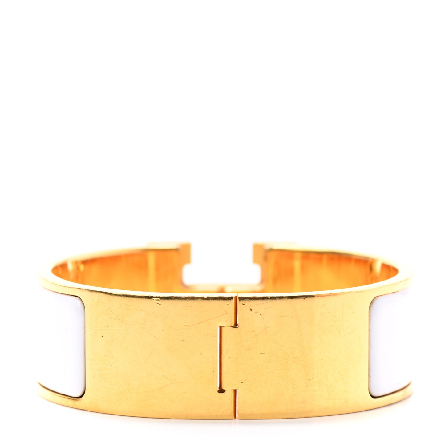 Enamel Wide Clic Clac H Bracelet GM White