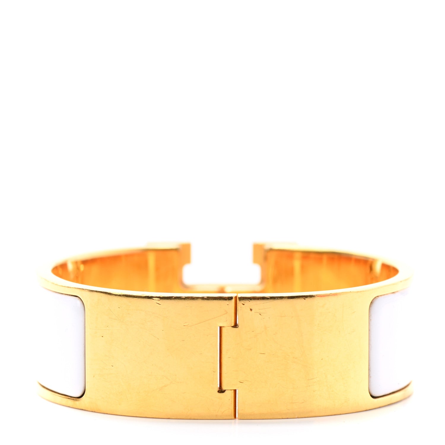 Hermes Enamel Wide Clic Clac H Bracelet GM White 3 of 4