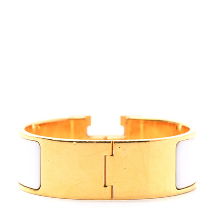 Hermes Enamel Wide Clic Clac H Bracelet GM White 3 of 4