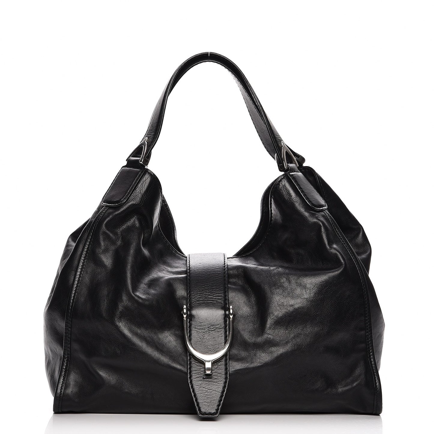 Calfskin Medium Soft Stirrup Shoulder Bag Black