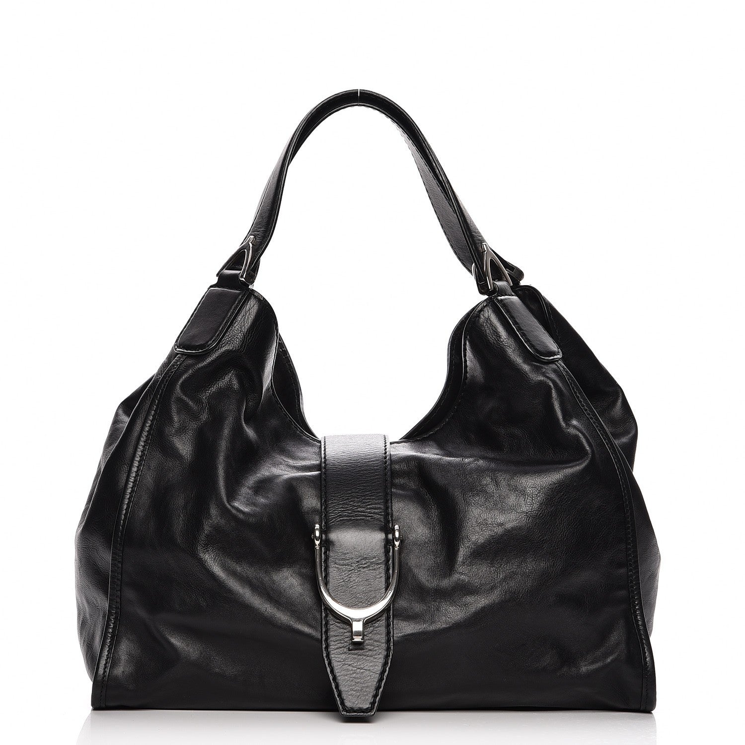 Gucci Calfskin Medium Soft Stirrup Shoulder Bag Black 1 of 7