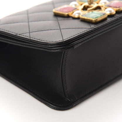 Chanel Calfskin Quilted Crystal Pearl Small Flap Bag Black 6 of 11