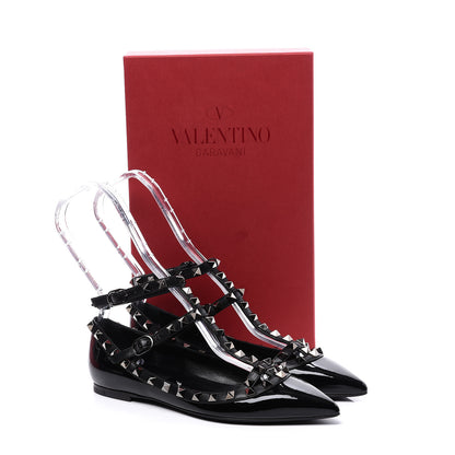 Valentino Garavani Patent Rockstud Cage Ballerina Flats 36 Black 11 of 11
