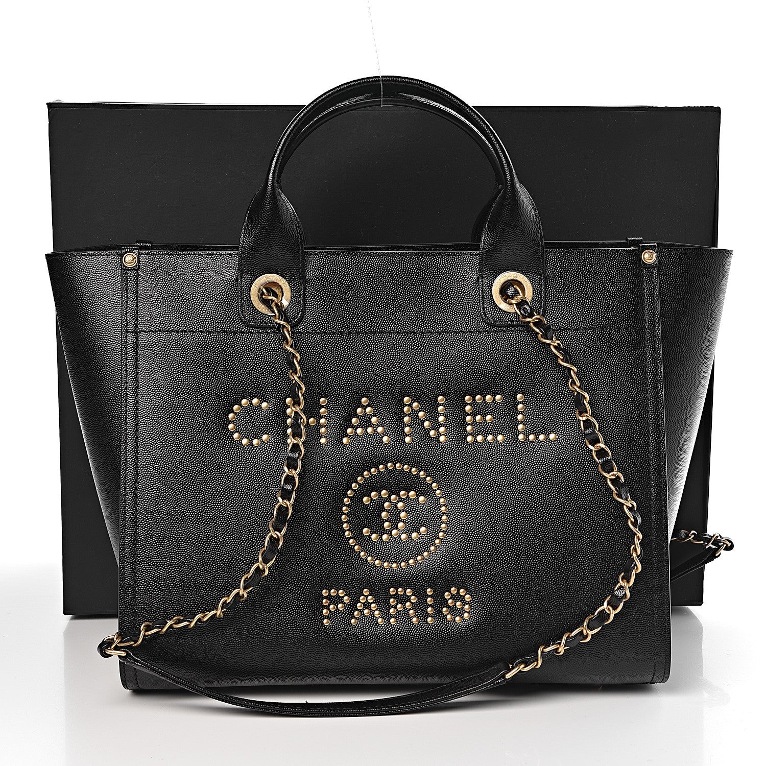 Chanel Caviar Small Studded Deauville Tote Black 12 of 12