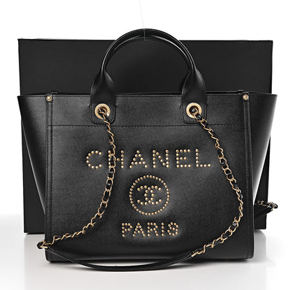 Chanel Caviar Small Studded Deauville Tote Black 12 of 12