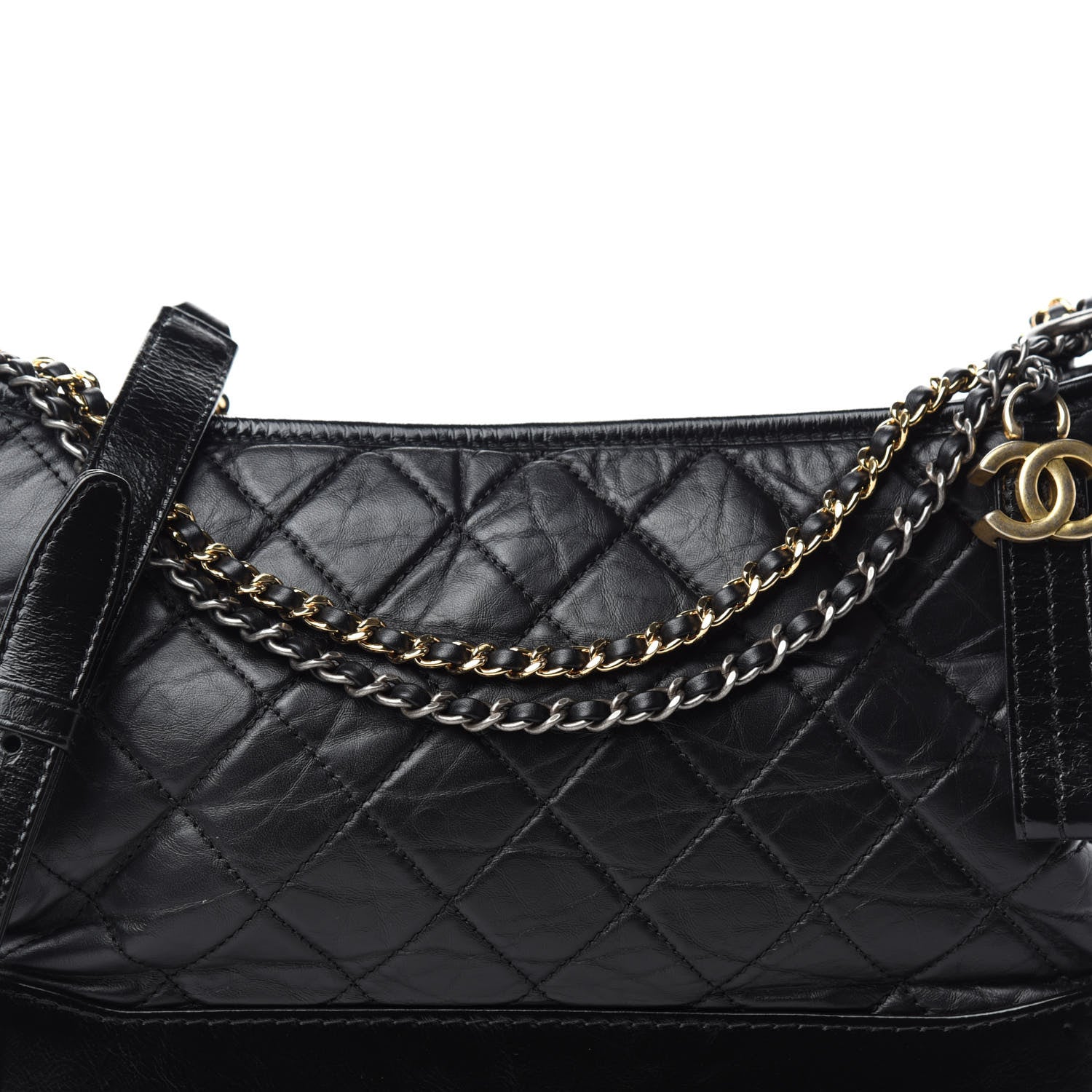Chanel Aged Calfskin Quilted Medium Gabrielle Hobo Black 10 of 10