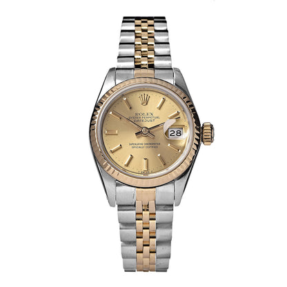 Rolex Stainless Steel 18K Yellow Gold 26mm Oyster Perpetual Datejust Watch Champagne 69173 1 of 9