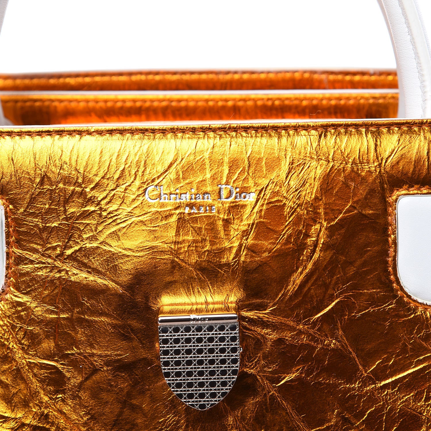 Christian Dior Metallic Calfskin Large Diorever Flap Orange 7 of 8