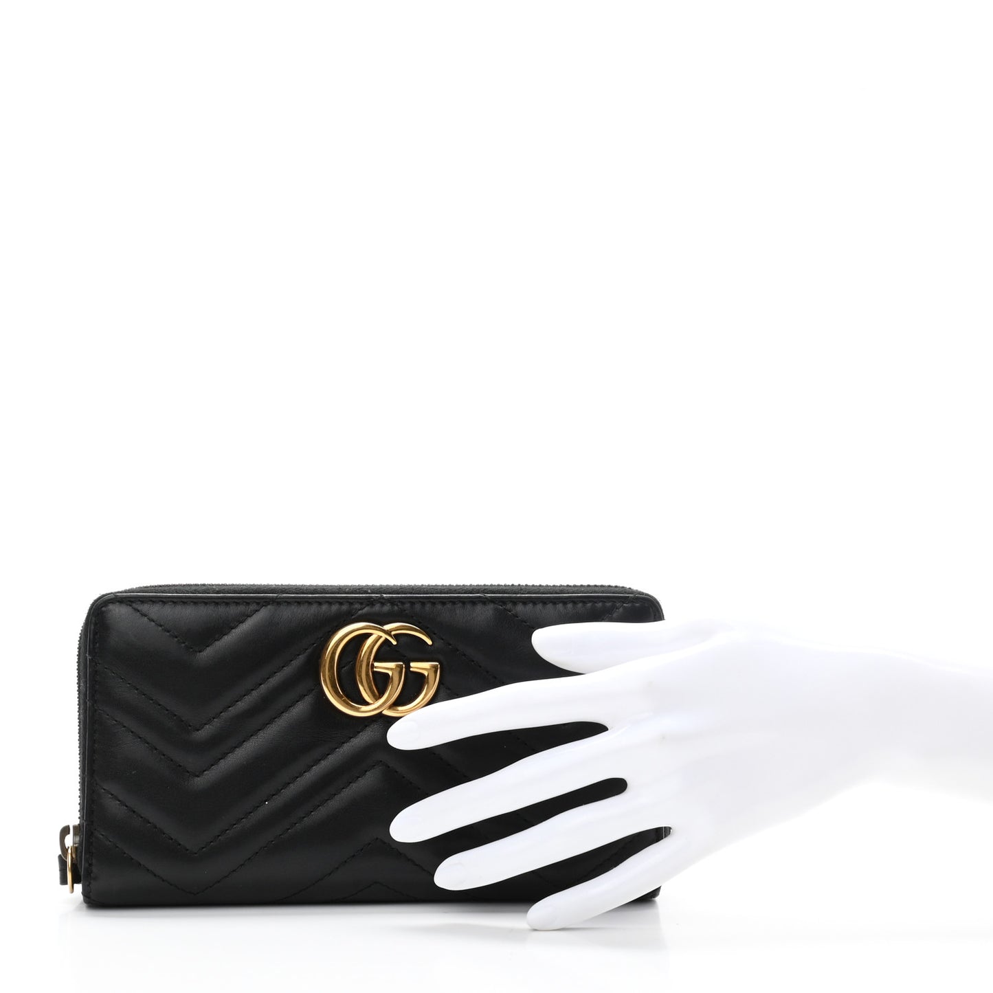 Calfskin Matelasse GG Marmont Zip Around Wallet Black