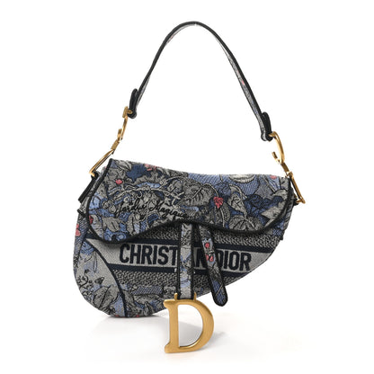 Christian Dior Canvas Embroidered Jardin Magique Saddle Bag Denim Multicolor 1 of 10