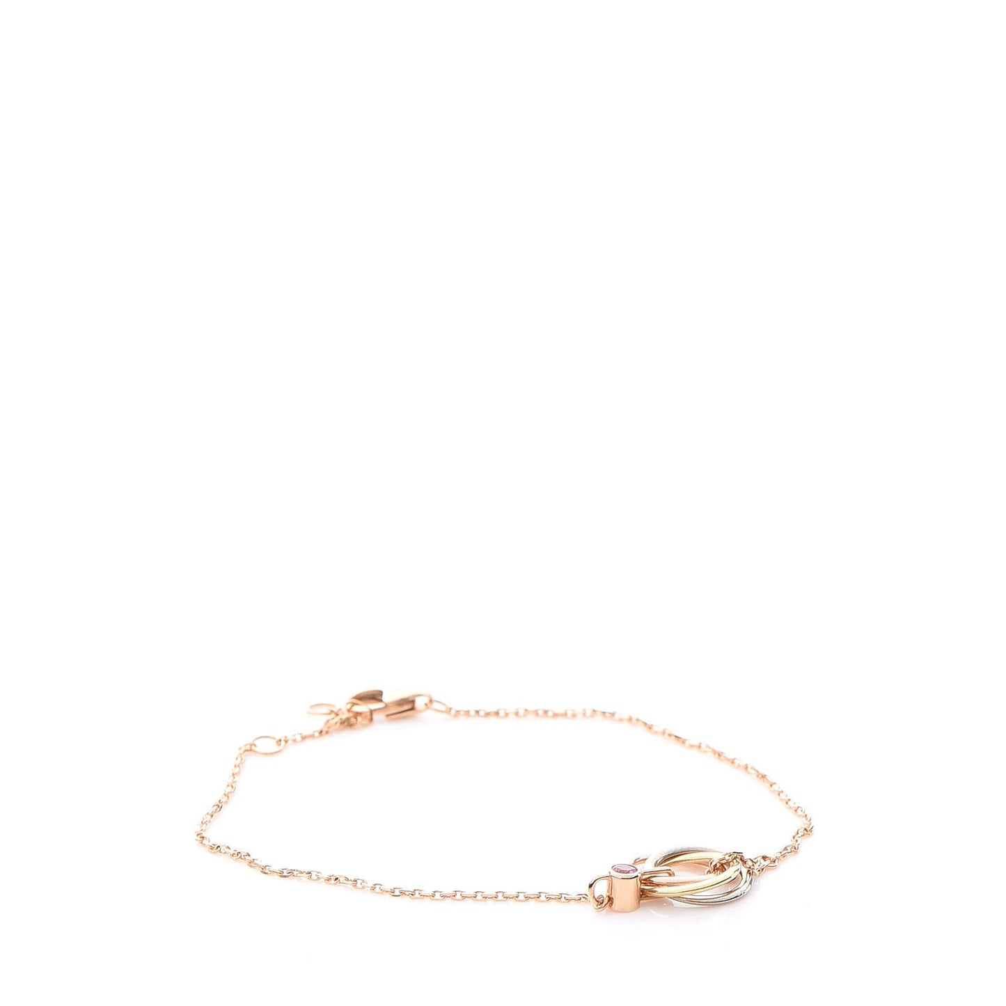 18K Pink Yellow White Gold Pink Sapphire Trinity Bracelet